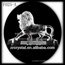 K9 Crystal Hand Sculpted Lion con base